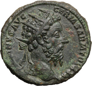 obverse: Marcus Aurelius (161-180).. AE Dupondius, 176-177