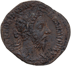 obverse: Marcus Aurelius (161-180).. AE Sestertius, 177 AD