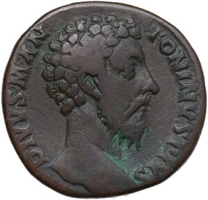 obverse: Divus Marcus Aurelius (died 180 AD).. AE Sestertius, struck under Commodus, 180 AD