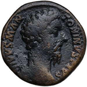 obverse: Divus Marcus Aurelius (died 180 AD).. AE Sestertius. Consecration issue. Struck under Commodus, 180 AD