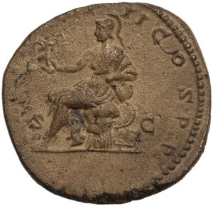 reverse: Commodus as Augustus with M. Aurelius (177-180).. Dupondius