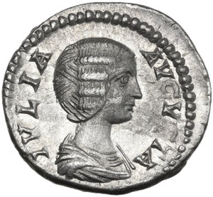 obverse: Julia Domna, wife of Septimius Severus (died 217 AD).. AR Denarius. Struck under Septimius Severus, 196-211 AD