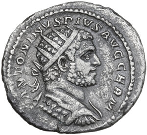 obverse: Caracalla (198-217).. AR Antoninianus, 215 AD