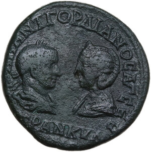 obverse: Gordian III (238-244) and Tranquillina (died 241 AD).. AE 24 mm, Mesembria mint (Thrace)