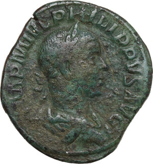 obverse: Philip II (247-249).. AE Sestertius, 246-249