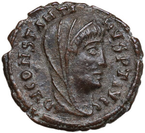 obverse: Divus Constantine I (died 337 AD). AE Follis. Alexandria mint, 1st officina. Struck under Constantius II, AD 347-348