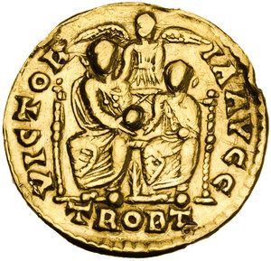 reverse: Valentinian II (375-392).. AV Solidus. Treveri mint, 375-378 AD