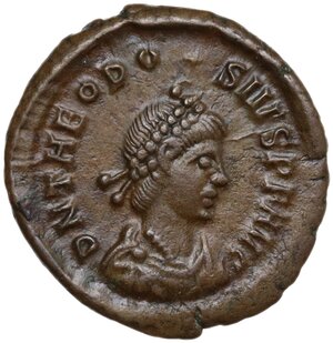obverse: Theodosius I (379-395).. AE 14mm. Cyzicus mint, 2nd officina. Struck circa AD 388-392