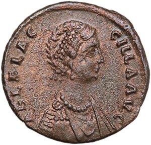obverse: Aelia Flacilla, first wife of Theodosius, mother of Arcadius and Honorius (died 386 AD).. AE 23mm. Antioch mint, struck 383-388 AD
