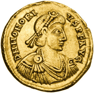 obverse: Honorius (393-423).. AV Solidus, Ravenna mint. Struck AD 402-406