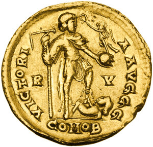 reverse: Honorius (393-423).. AV Solidus, Ravenna mint. Struck AD 402-406