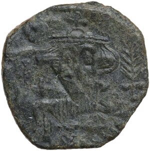 obverse: Constans II (641-668).. AE Half Follis. Syracuse mint. Dated IY 10 (651/2)