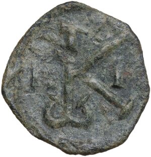 reverse: Constans II (641-668).. AE Half Follis. Syracuse mint. Dated IY 10 (651/2)