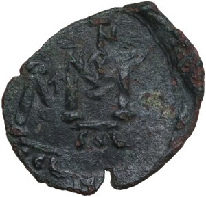 reverse: Justinian II. First Reign (685-695 AD). . AE Follis, 693-694 AD. Syracuse mint