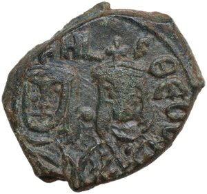 obverse: Michael II the Amorian, with Theophilus (820-829).. AE Follis, Syracuse mint