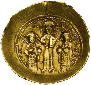 reverse: Romanus IV Diogenes, with Eudocia, Michael VII, Constantius, and Andronicus (1068-1071 AD).. AV Histamenon Nomisma. Constantinople mint