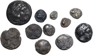 obverse: Greek World.. Lot of 11 unclassified AR denominations, including: Lampaskos, Athens, Alexander the Great and Ephesos