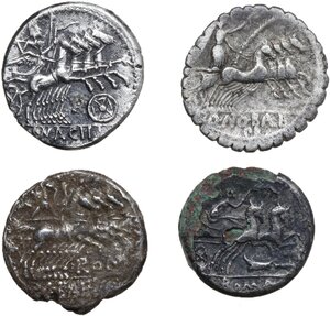 reverse: The Roman Republic. Lot of 4 unclassified AR denominations