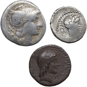 obverse: The Roman Republic. Lot of 3 unclassified AR denominations