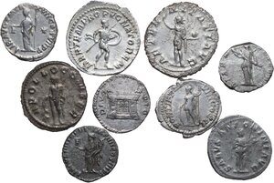 reverse: The Roman Empire.. Multiple lot of nine (9) AR Denarii and Antoninianii