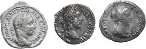 obverse: The Roman Empire.. Lot of 3 unclassified AR Denarii, including: Severus Alexander, Commodus and Faustina II