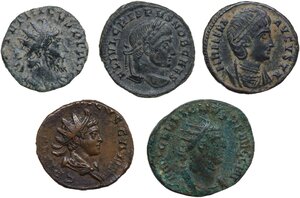 obverse: The Roman Empire.. Multiple lot of five (5) AE Follis and Antoninaini