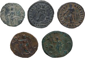 reverse: The Roman Empire.. Multiple lot of five (5) AE Follis and Antoninaini