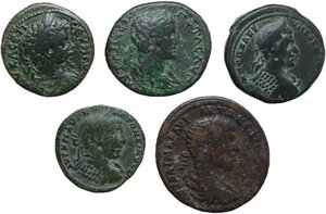 obverse: The Roman Empire. Provincial coinage.. Multiple lot of five (5) unclassified Aes