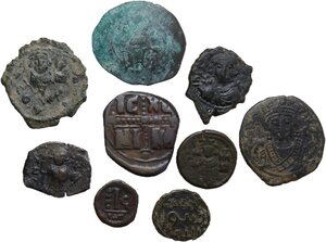 obverse: The Byzantine Empire.. Multiple lot of nine (9) AE coins (one Islamic)