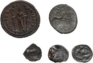 reverse: Miscellaneous from ancient world. . Multiple lot of six (6) unclassified AR/AEcoins