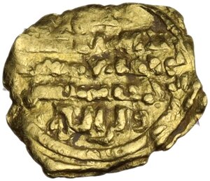 reverse: Fatimids.  Al-Mustansir (427-487 AH/ 1036-1094 AD). AV 1/4 dinar or robai