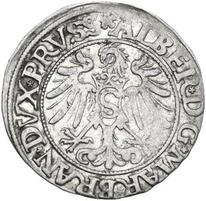 reverse: Germany.  Albert of Brandenburg-Ansbach (1525-1568).. AR Groschen, Prussia, 1554