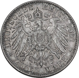 reverse: Germany. Prussia..  Wilhelm II (1888-1918).. AR 2 Mark, Berlin mint, 1901A