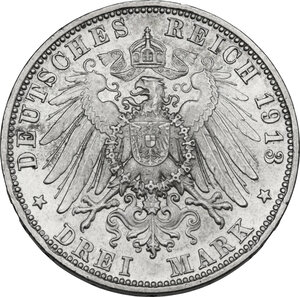 reverse: Germany. Bayern..  Otto (1886-1913).. AR 3 Mark 1913 D, Munich mint