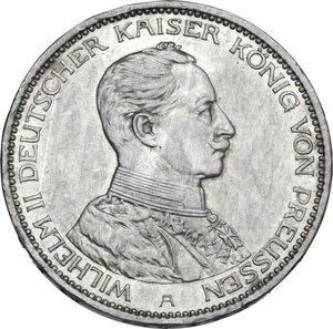 obverse: Germany. Prussia..  Wilhelm II (1888-1918).. AR 3 Mark, Berlin mint, 1914 A