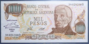 reverse: ARGENTINA 1000 PESOS 1976-1983 DIEGO MARADONA qSPL