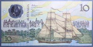 reverse: AUSTRALIA 10 DOLLARI 1988 BICENTENARIO BB+ (PIEGHE)