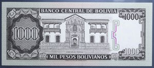 obverse: BOLIVIA 1000 PESOS 1982 FDS