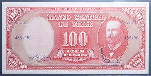 reverse: CILE 100 PESOS 1960-1961 FDS