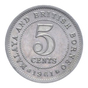 reverse: MALAYA E BRITISH BORNEO 5 CENTS 1961 NI. 1,38 GR. FDC