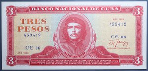 reverse: CUBA 3 PESOS 1989 FDS