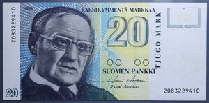 reverse: FINLANDIA 20 MARKKAA 1993 qSPL