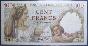 reverse: FRANCIA 100 FRANCS 1940 BB-SPL