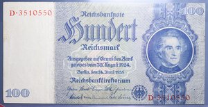 reverse: GERMANIA 100 MARK 1935 BB+