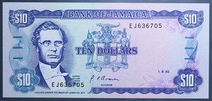 reverse: JAMAICA 10 DOLLARS 1992 FDS