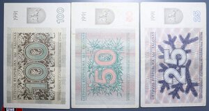 reverse: LITUANIA 100 + 50 + 25 +10 + 5 + 3 + 1 TALONAS 1991 VARIE CONSERVAZIONI