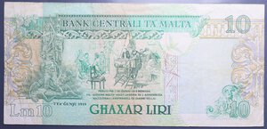 obverse: MALTA 10 LIRA MALTESE 1967 qBB