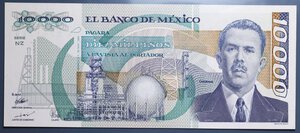 reverse: MESSICO 10000 PESOS 1989 FDS