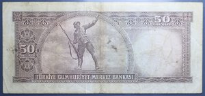 obverse: TURCHIA 50 LIRASI 1970 qBB