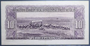 obverse: URUGUAY 10 PESOS 1939 BB+